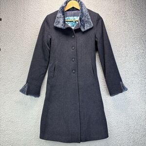 Victorian Edwardian Wool Jacket Driving Coat Fur Collar Sleeve Italy Sz 38 8 VTG